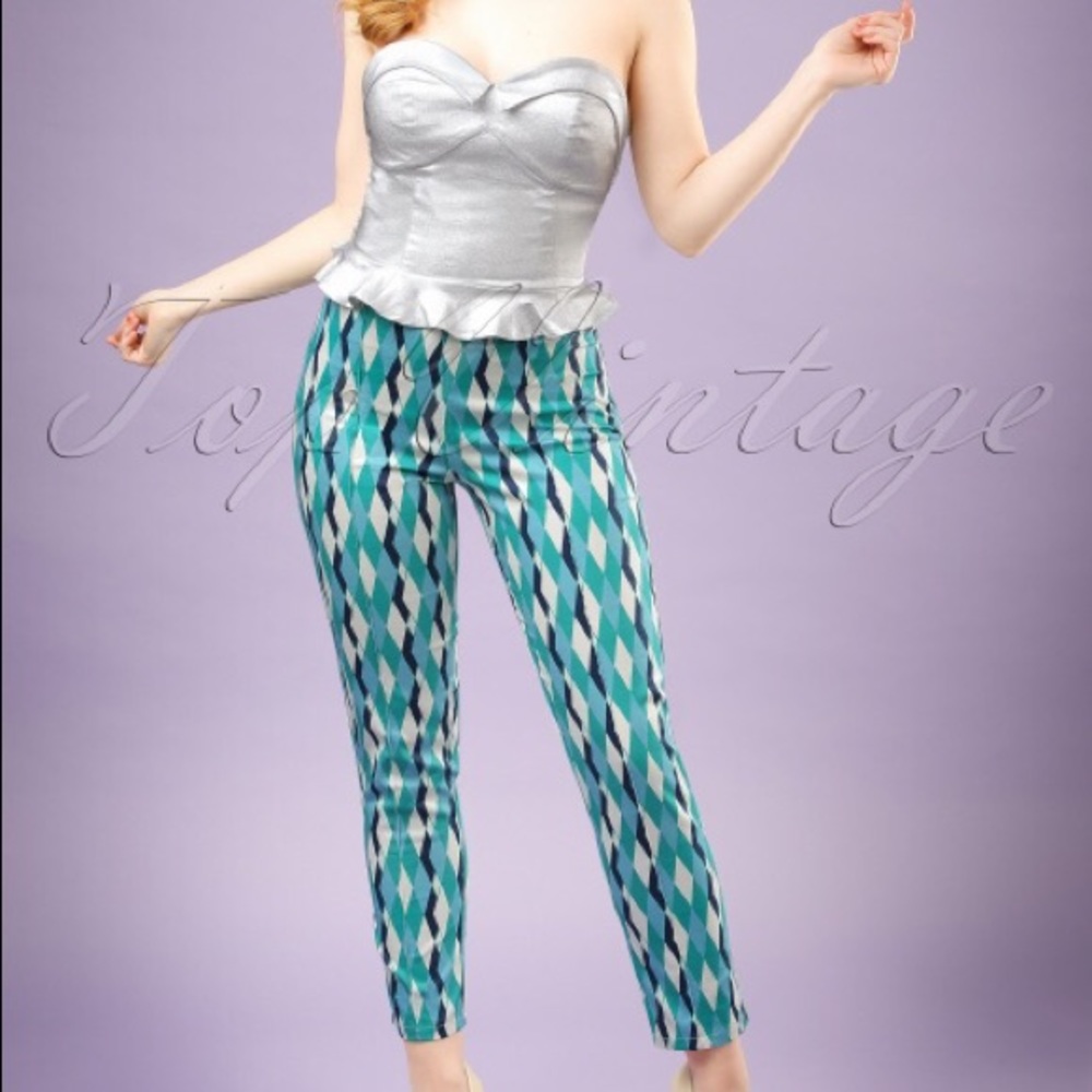 Collectif blue harlequin trousers